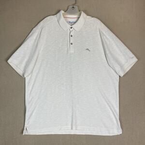 Tommy Bahama IslanZone Polo Shirt Mens XL Cream Knit Short Sleeve Regular Preppy